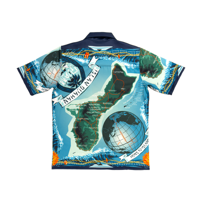 Blue Map of Guam S/S Button-up