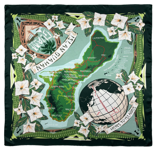 Silk Map of Guam Scarf (Green)
